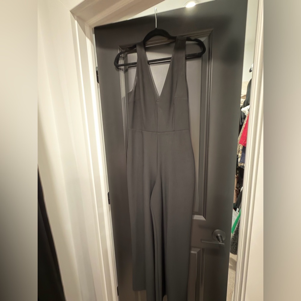 Abercrombie & Fitch Black Crepe Plunging V-Neck Jumpsuit